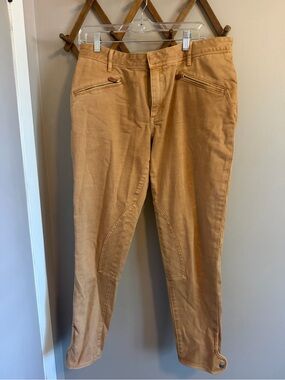 Ralph Lauren Sport Tan Equestrian Jodhpur Riding Pants Zip Hem Tan 32
